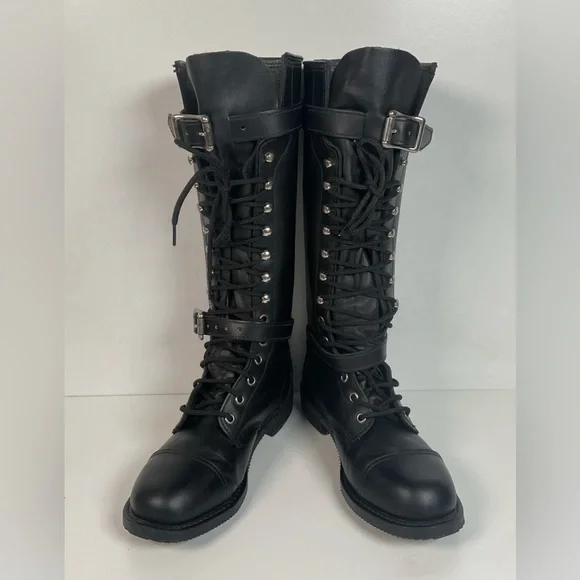 Vintage Harley Davidson Lace Up Motorcycle Boots 8 M USA Made Go-Go